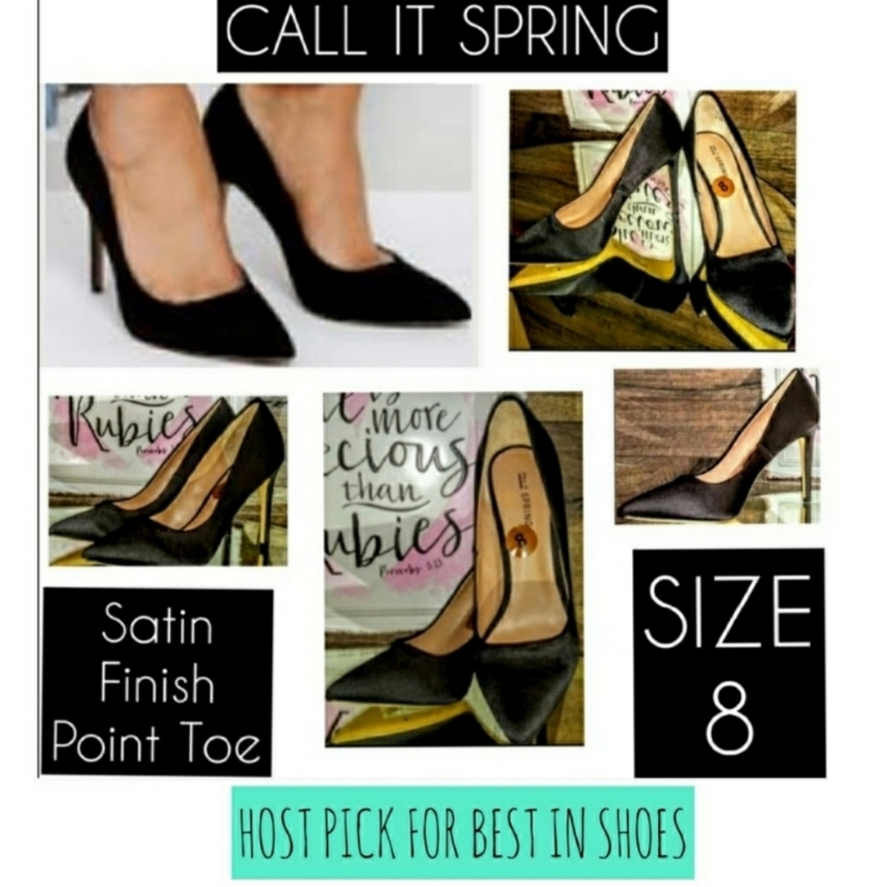 Call It Spring Shoe Size 8 Satin Point Toe EUC - Picture 10 of 10